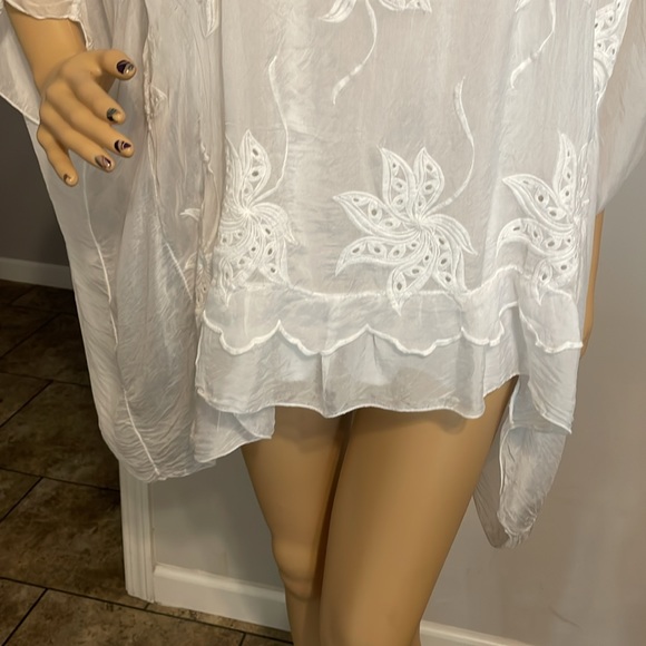 Lace 100% Silk Blouse OS - Picture 3 of 8